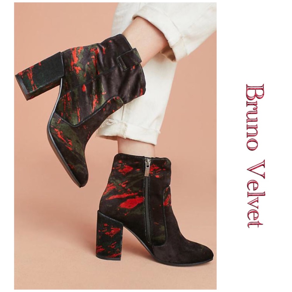 Anthropologie Bruno Printed Velvet Booties